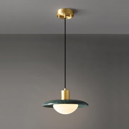 Arundel Mushroom Pendant Light ? 9.8″ x H 5.1″ / Dia 25cm x H 13cm / Brass & Green Pendant light
