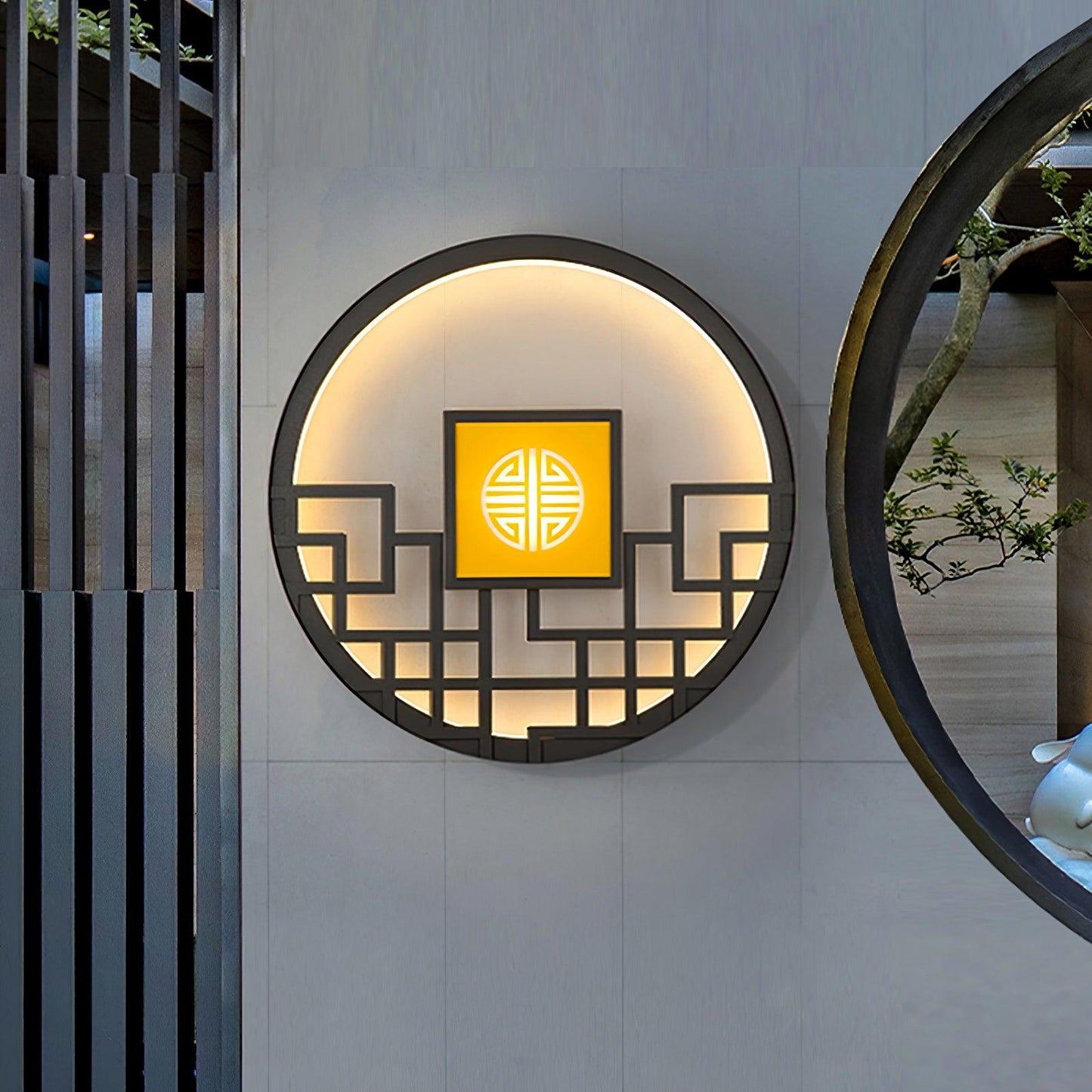 Asian Style Round Garden Wall Light Wall lamp