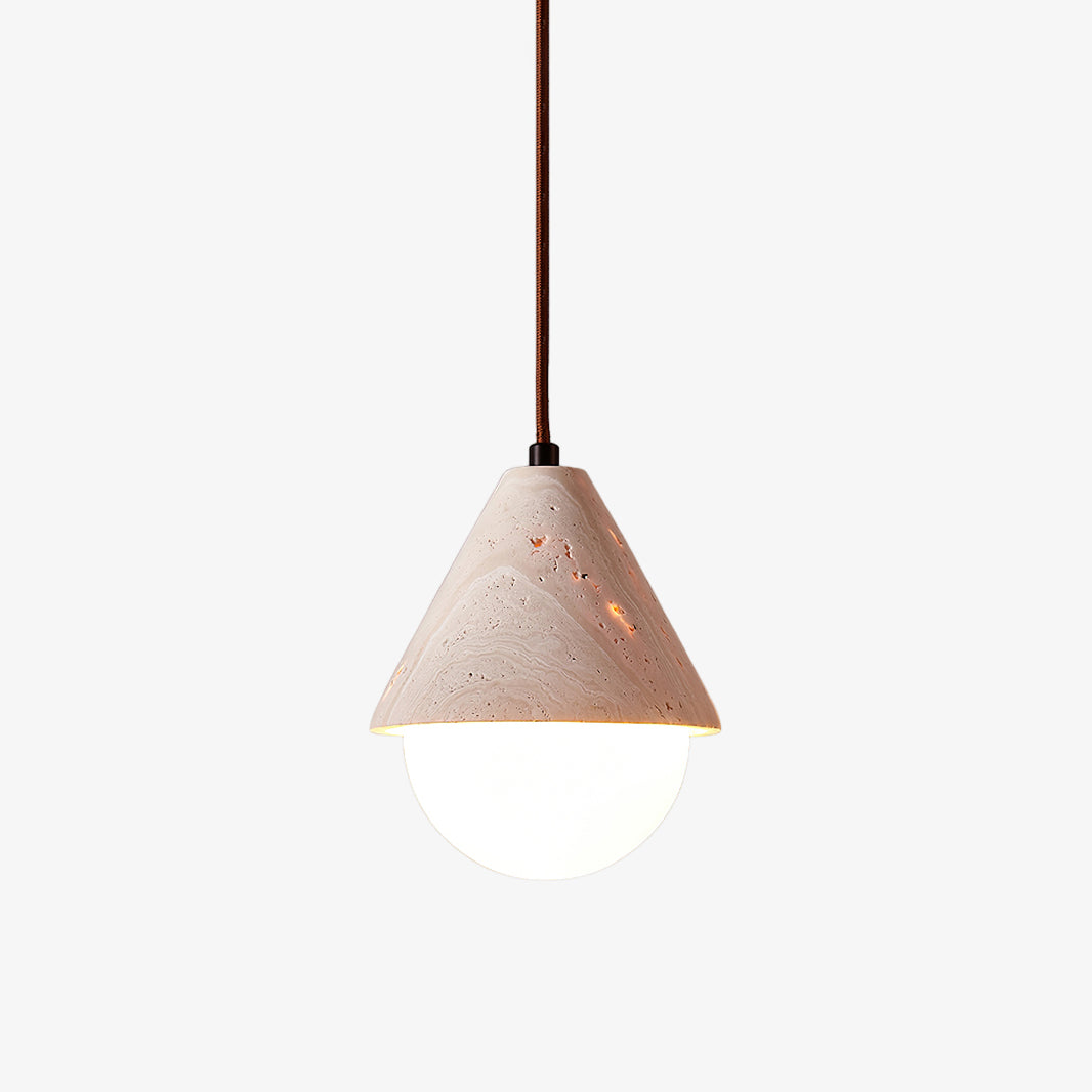 Aslo Pendant Lamp Dia 6.3″ x H 7.9″ / Yellow Travertine & White pendant Lamp