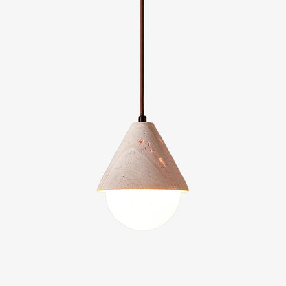 Aslo Pendant Lamp Dia 6.3″ x H 7.9″ / Yellow Travertine & White pendant Lamp