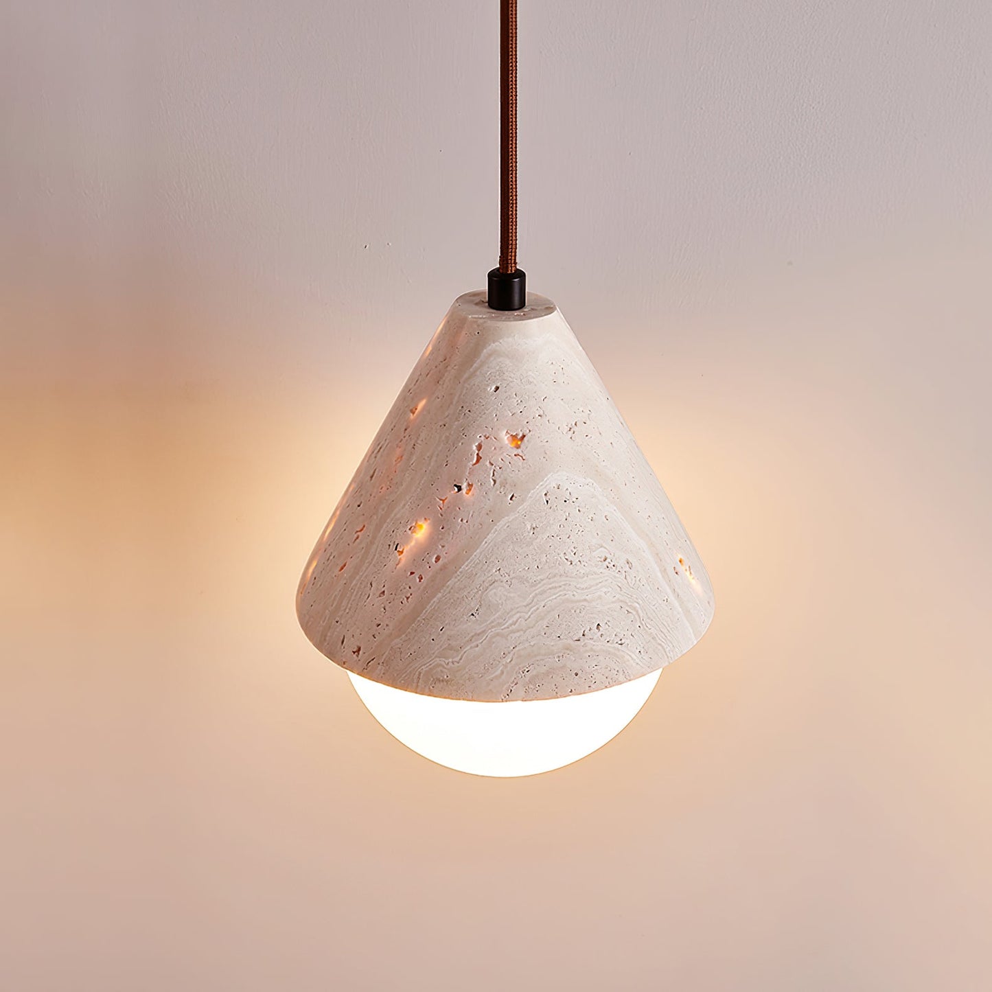 Aslo Pendant Lamp Dia 6.3″ x H 7.9″ / Yellow Travertine & White pendant Lamp