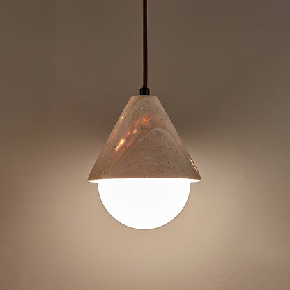 Aslo Pendant Lamp Dia 6.3″ x H 7.9″ / Yellow Travertine & White pendant Lamp
