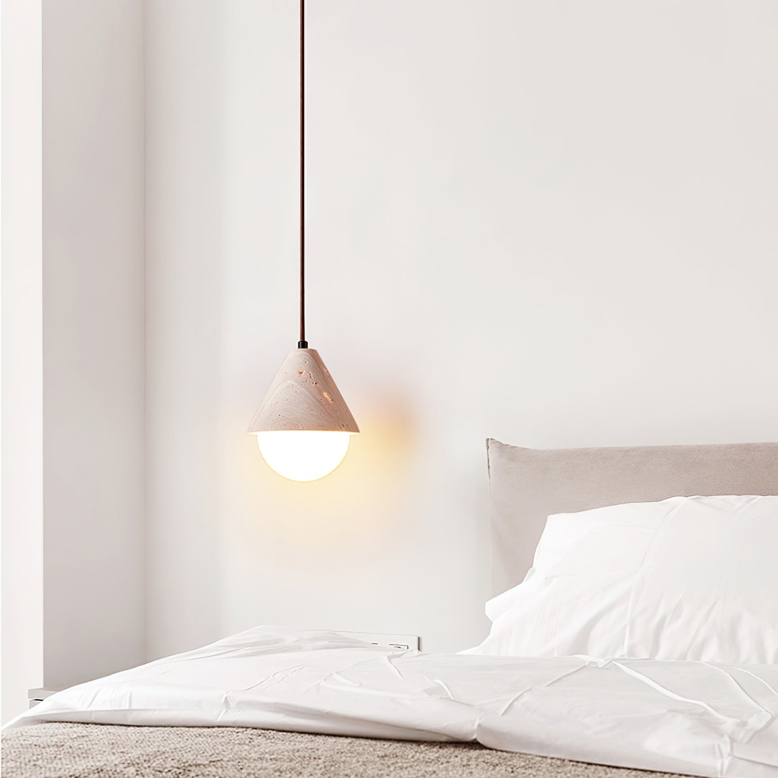 Aslo Pendant Lamp Dia 6.3″ x H 7.9″ / Yellow Travertine & White pendant Lamp