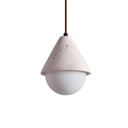 Aslo Pendant Lamp Dia 6.3″ x H 7.9″ / Yellow Travertine & White pendant Lamp