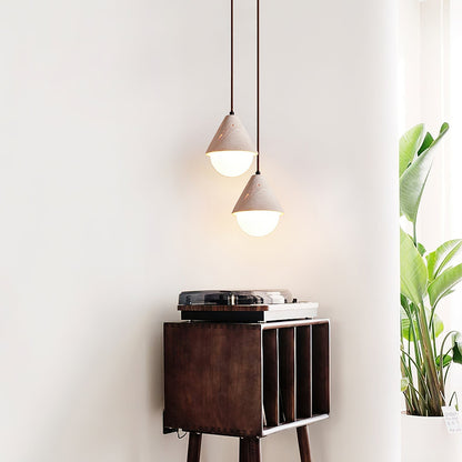 Aslo Pendant Lamp Dia 6.3″ x H 7.9″ / Yellow Travertine & White pendant Lamp