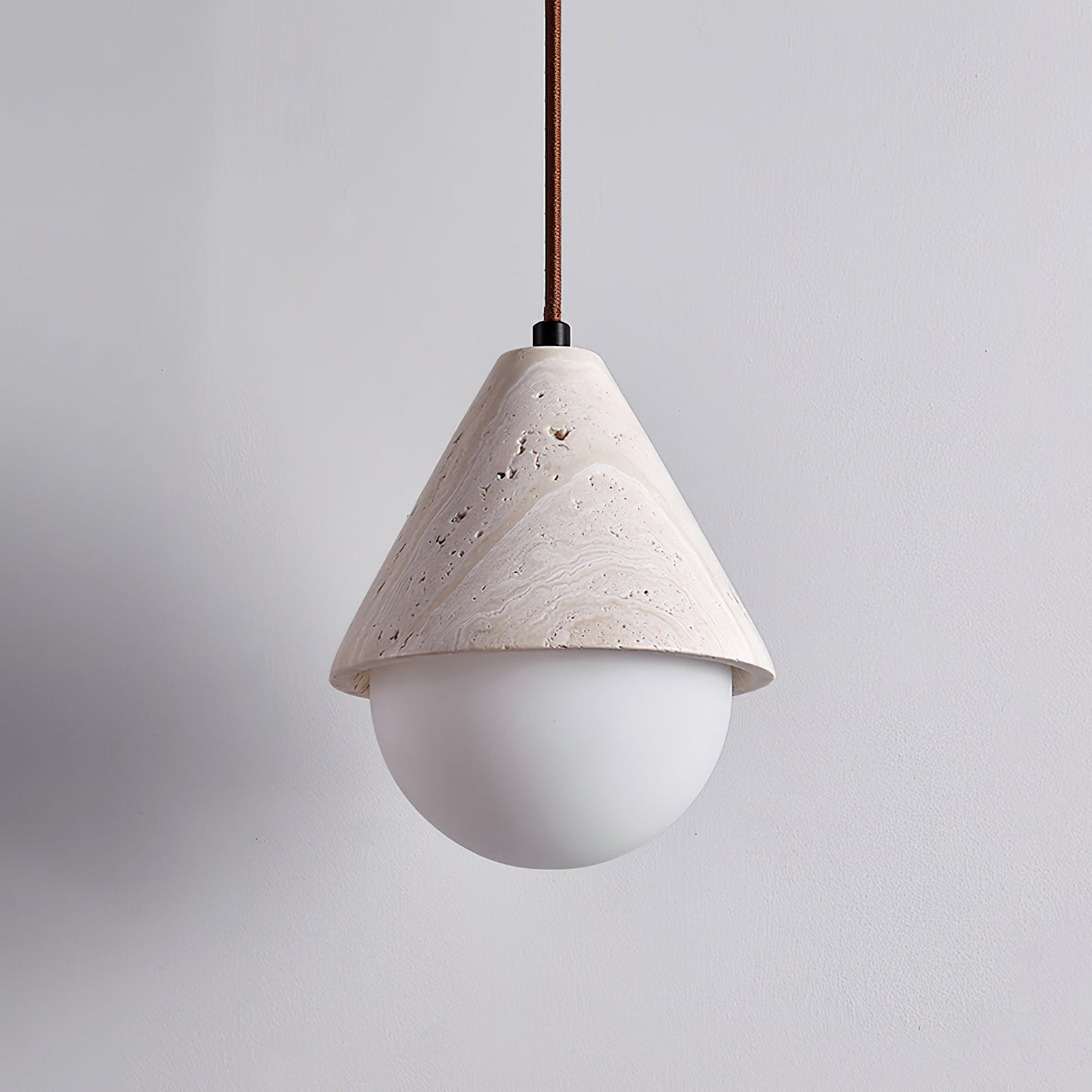Aslo Pendant Lamp Dia 6.3″ x H 7.9″ / Yellow Travertine & White pendant Lamp