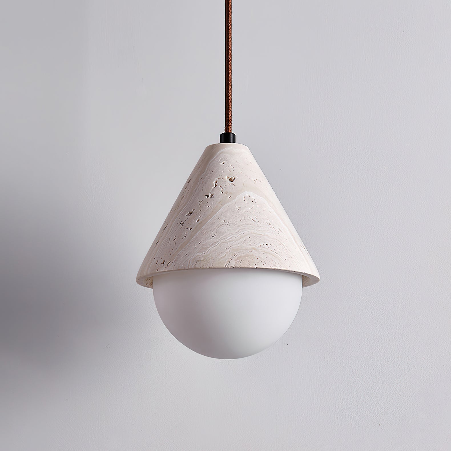 Aslo Pendant Lamp Dia 6.3″ x H 7.9″ / Yellow Travertine & White pendant Lamp