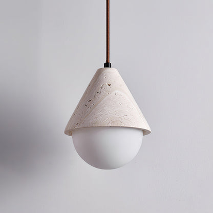 Aslo Pendant Lamp Dia 6.3″ x H 7.9″ / Yellow Travertine & White pendant Lamp