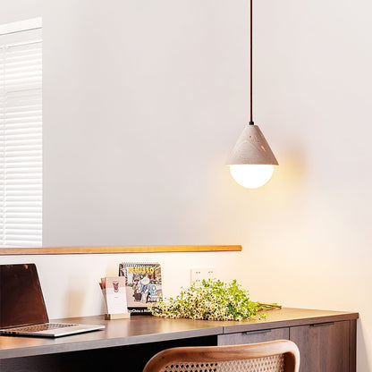 Aslo Pendant Lamp Dia 6.3″ x H 7.9″ / Yellow Travertine & White pendant Lamp