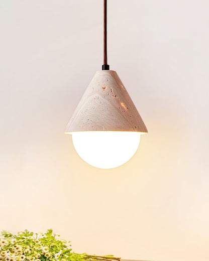 Aslo Pendant Lamp Dia 6.3″ x H 7.9″ / Yellow Travertine & White pendant Lamp