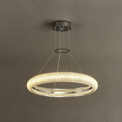 Asscher Ring Chandelier ? 17.7″ x H 3.1″ / Dia 45cm x H 8cm / Chrome / Warm White Chandelier