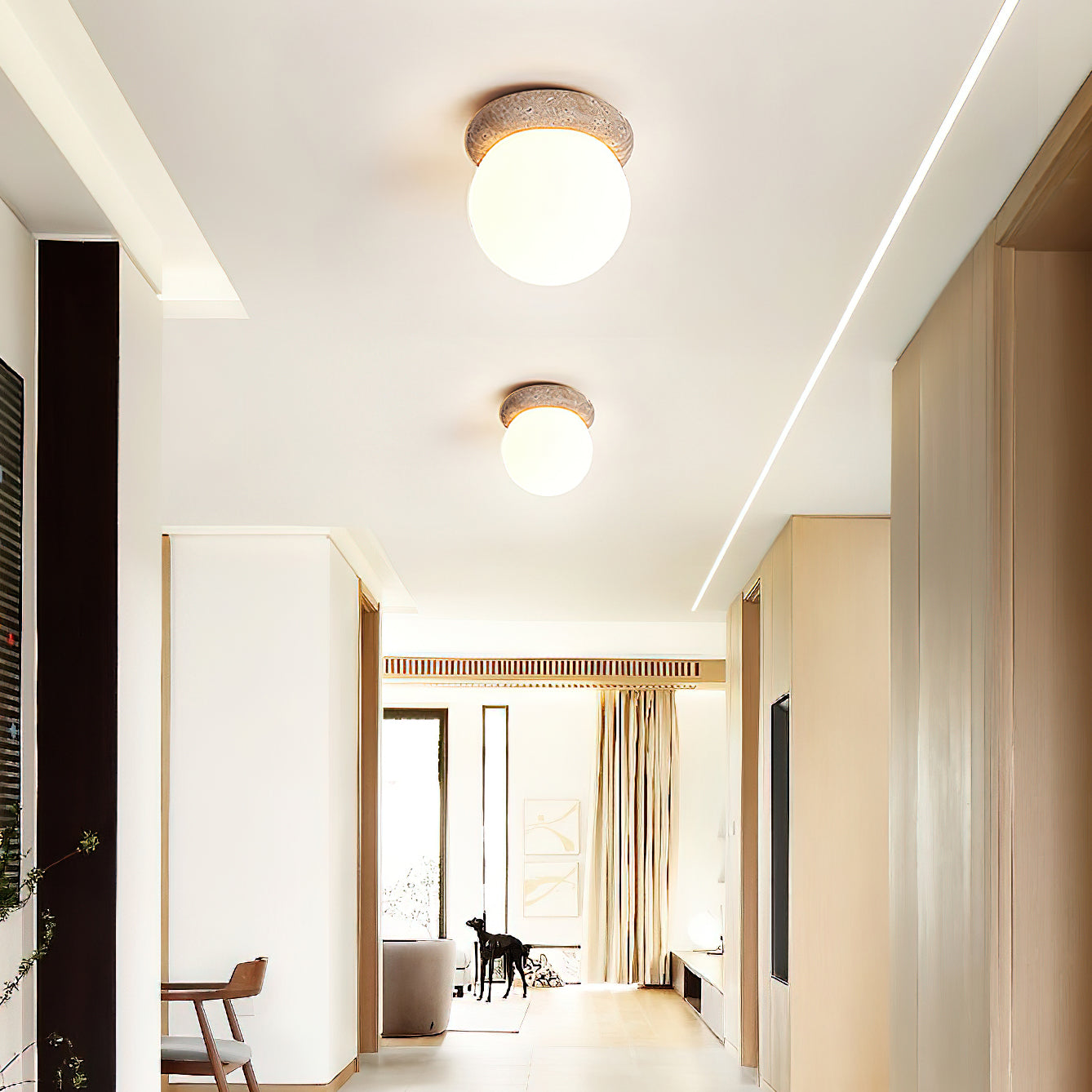 Asteroid Ceiling Lamp Dia 6.3″ x H 6.3″ / Yellow Travertine & White Ceiling lamp
