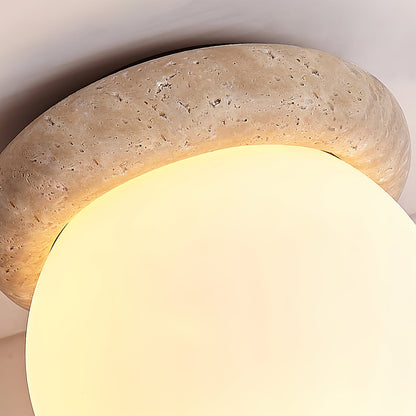 Asteroid Ceiling Lamp Dia 6.3″ x H 6.3″ / Yellow Travertine & White Ceiling lamp
