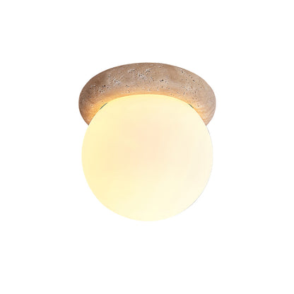 Asteroid Ceiling Lamp Dia 6.3″ x H 6.3″ / Yellow Travertine & White Ceiling lamp
