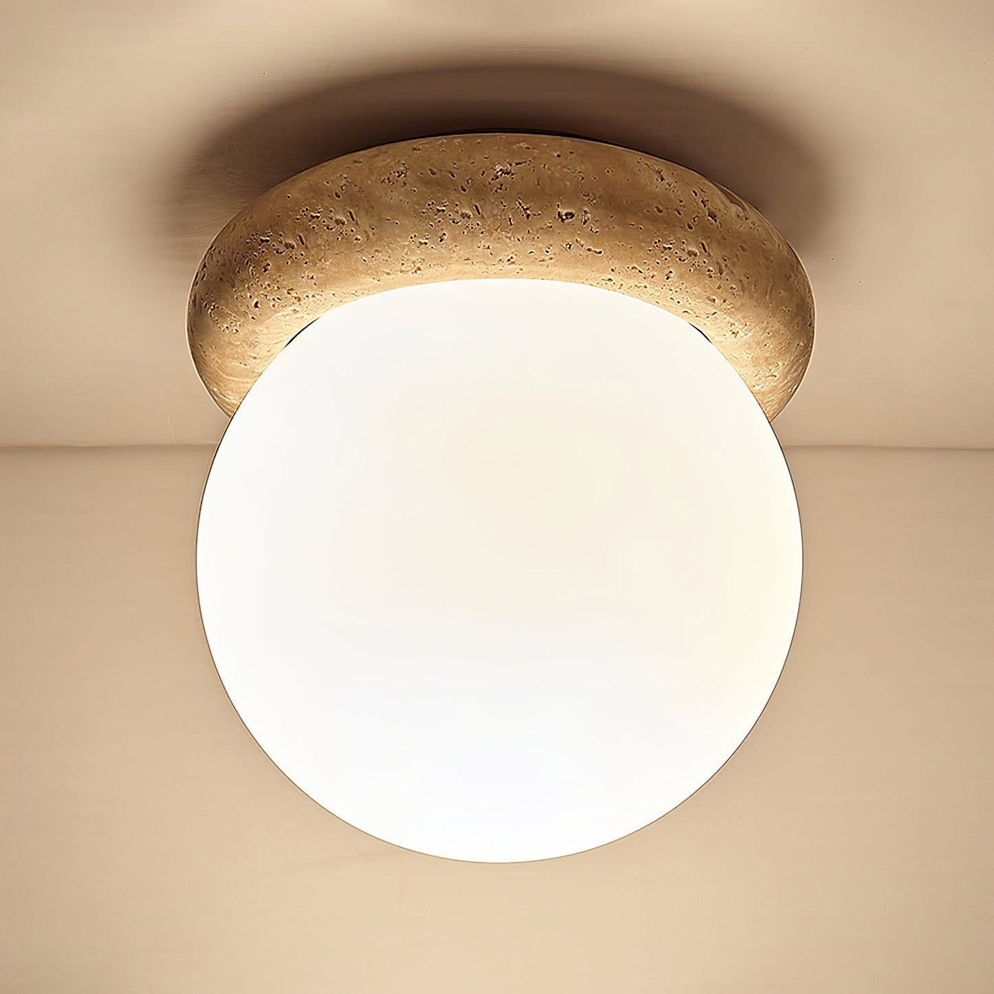 Asteroid Ceiling Lamp Dia 6.3″ x H 6.3″ / Yellow Travertine & White Ceiling lamp