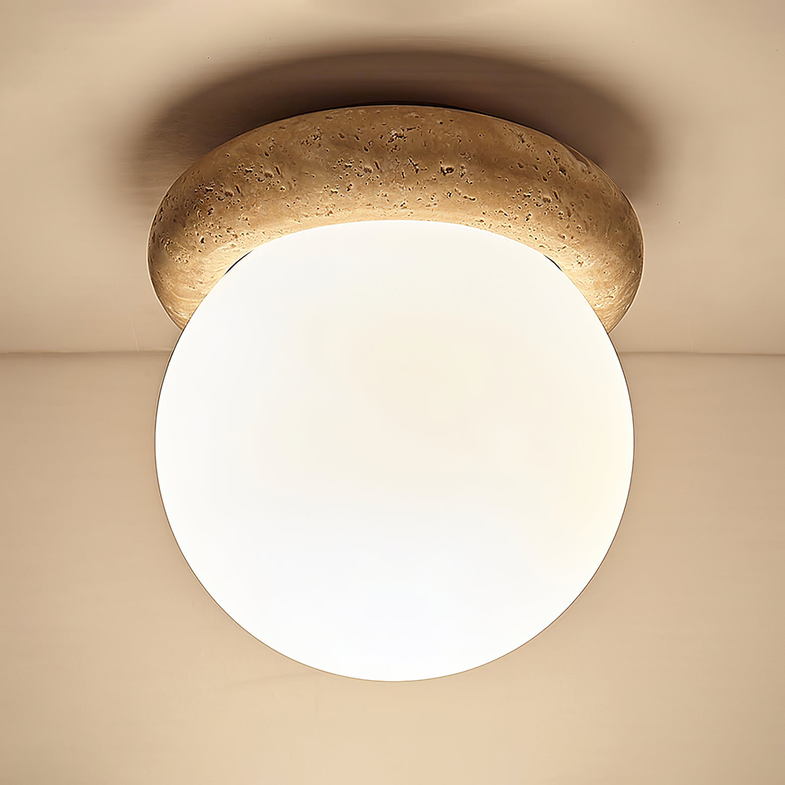 Asteroid Ceiling Lamp Dia 6.3″ x H 6.3″ / Yellow Travertine & White Ceiling lamp