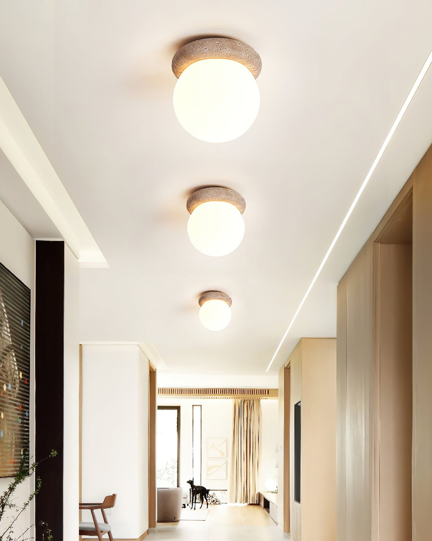 Asteroid Ceiling Lamp Dia 6.3″ x H 6.3″ / Yellow Travertine & White Ceiling lamp