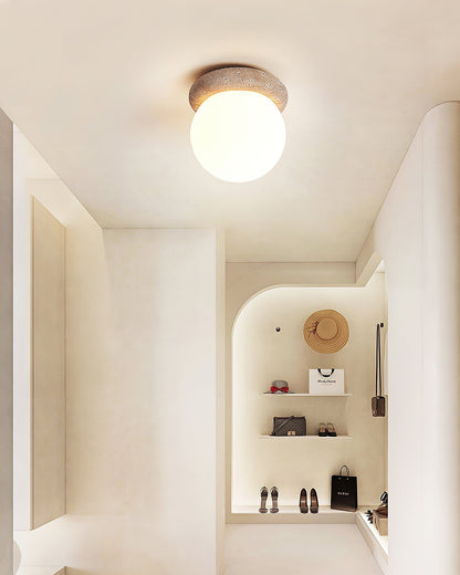 Asteroid Ceiling Lamp Dia 6.3″ x H 6.3″ / Yellow Travertine & White Ceiling lamp
