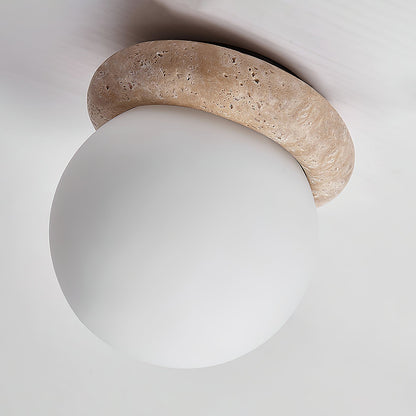 Asteroid Ceiling Lamp Dia 6.3″ x H 6.3″ / Yellow Travertine & White Ceiling lamp