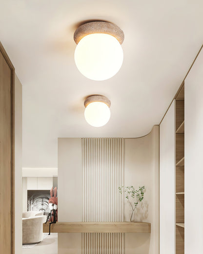 Asteroid Ceiling Lamp Dia 6.3″ x H 6.3″ / Yellow Travertine & White Ceiling lamp