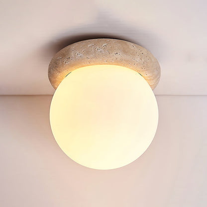 Asteroid Ceiling Lamp Dia 6.3″ x H 6.3″ / Yellow Travertine & White Ceiling lamp