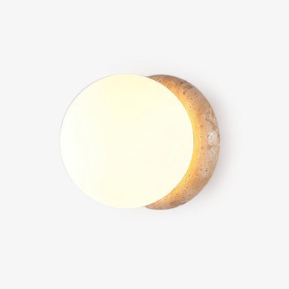 Asteroid Wall Light Dia 6.3″ x H 6.3″ / Yellow Travertine & White / Warm Light Wall lamp