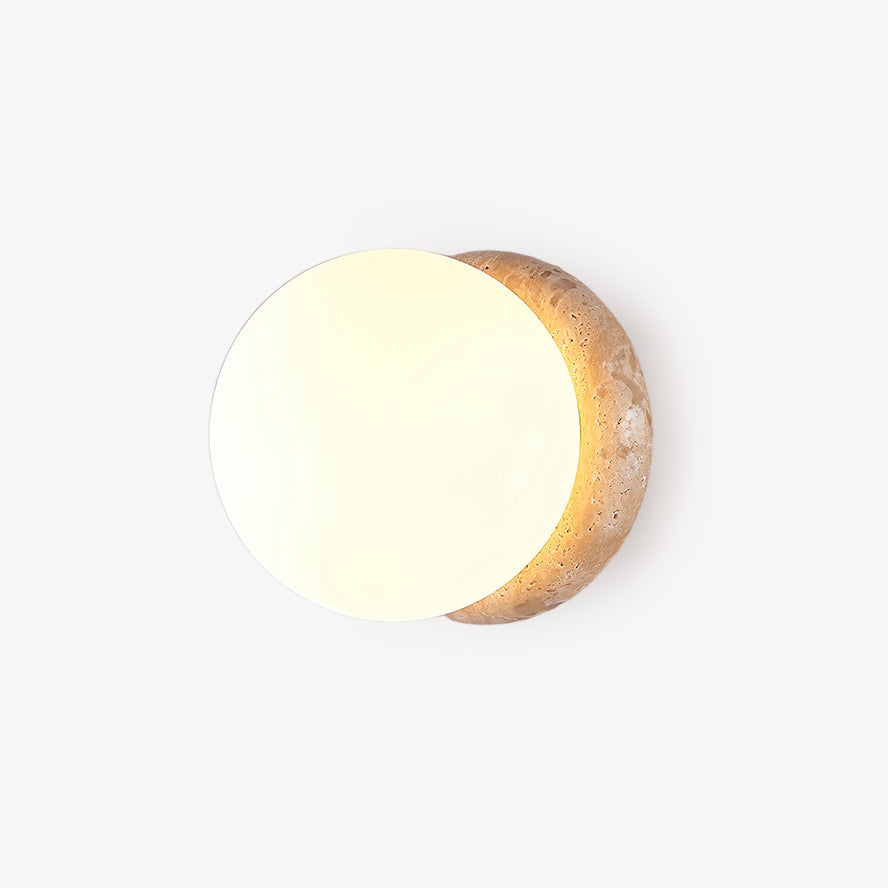 Asteroid Wall Light Dia 6.3″ x H 6.3″ / Yellow Travertine & White / Warm Light Wall lamp