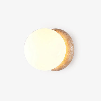 Asteroid Wall Light Dia 6.3″ x H 6.3″ / Yellow Travertine & White / Warm Light Wall lamp