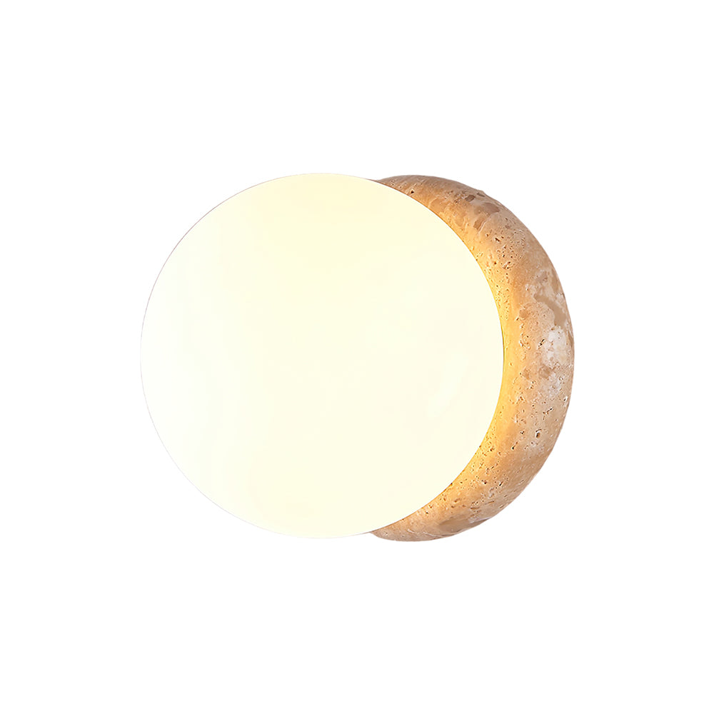 Asteroid Wall Light Dia 6.3″ x H 6.3″ / Yellow Travertine & White / Warm Light Wall lamp