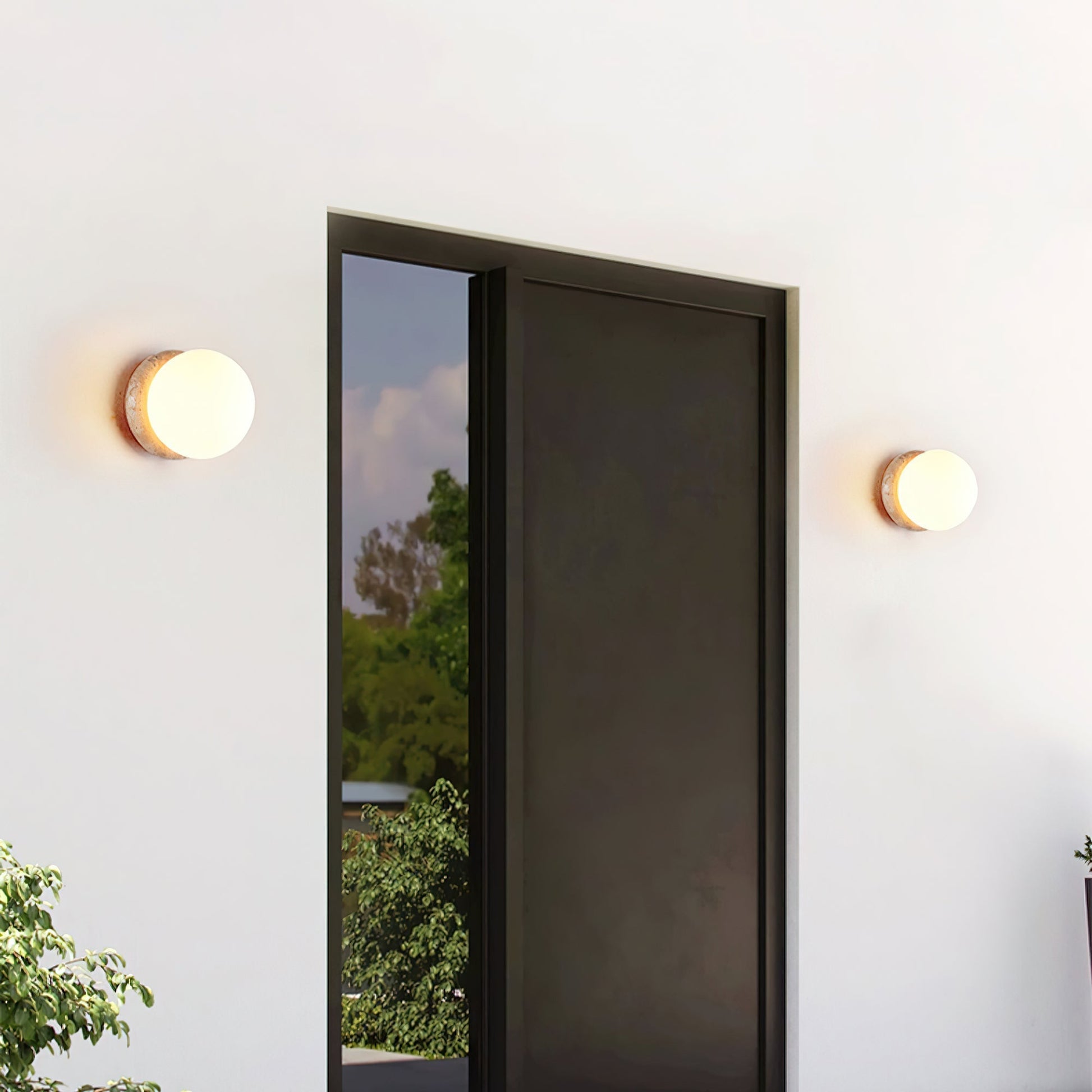 Asteroid Wall Light Dia 6.3″ x H 6.3″ / Yellow Travertine & White / Warm Light Wall lamp