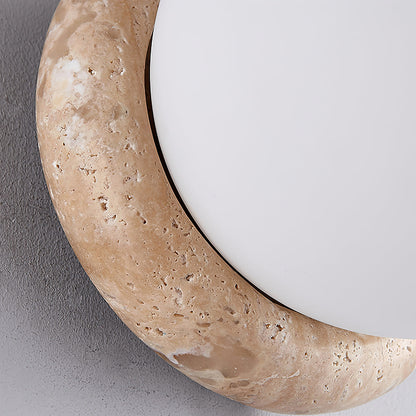 Asteroid Wall Light Dia 6.3″ x H 6.3″ / Yellow Travertine & White / Warm Light Wall lamp