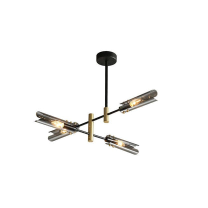 Astrid Double Chandelier 4 heads Φ 29.1″ x H 4.7″ / Dia 74cm x H 12cm / Black + Gold / Smoke gray Chandelier
