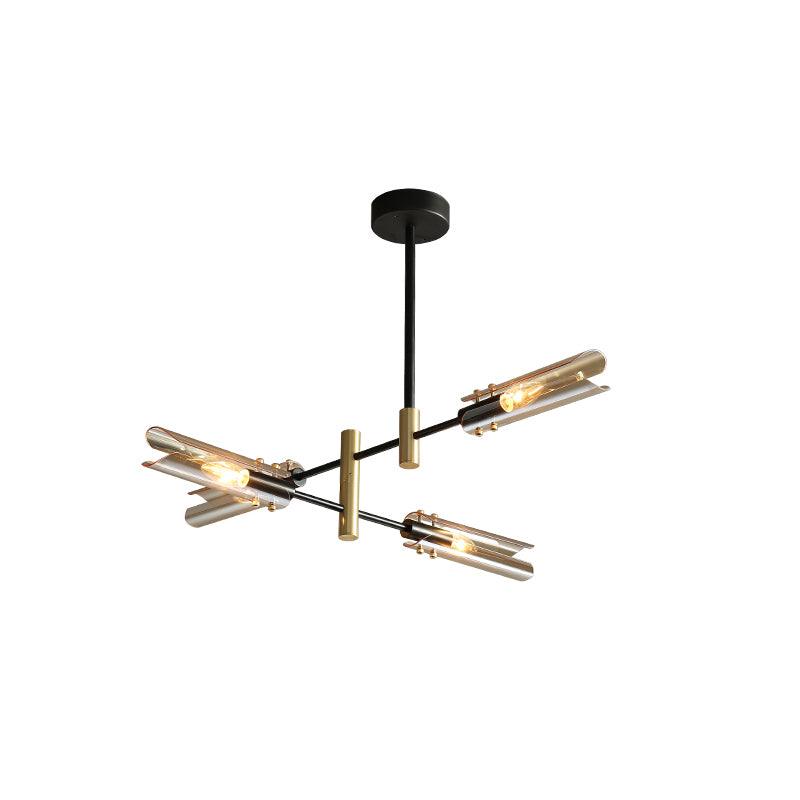 Astrid Double Chandelier 4 heads Φ 29.1″ x H 4.7″ / Dia 74cm x H 12cm / Black + Gold / Brown Chandelier