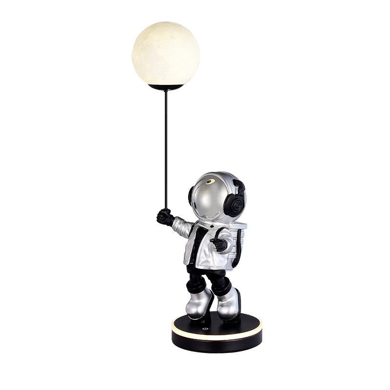Astronaut and Planet Lamp Model B Silver / US plug / Warm Light Table lamp