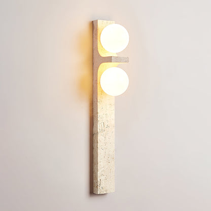 Asymmetrical Travertine Wall Sconce 2-Lights Dia 2.3″ x H 19.7″ / Yellow Travertine 1001 Wall lamp