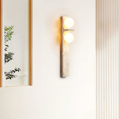 Asymmetrical Travertine Wall Sconce 2-Lights Dia 2.3″ x H 19.7″ / Yellow Travertine 1001 Wall lamp