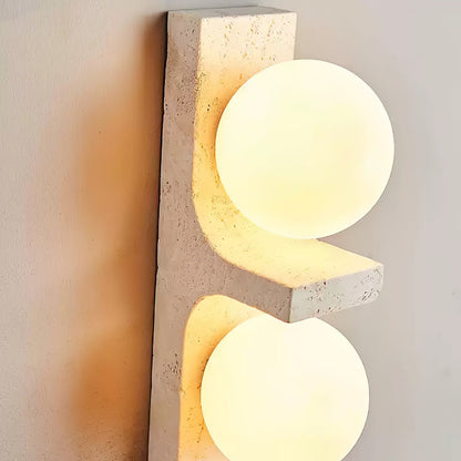 Asymmetrical Travertine Wall Sconce 2-Lights Dia 2.3″ x H 19.7″ / Yellow Travertine 1001 Wall lamp