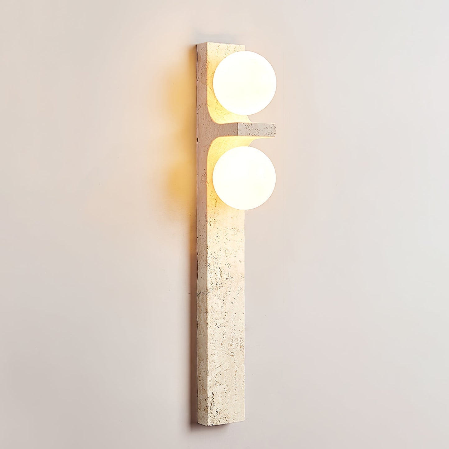 Asymmetrical Travertine Wall Sconce 2-Lights Dia 2.3″ x H 19.7″ / Yellow Travertine 1001 Wall lamp