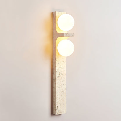 Asymmetrical Travertine Wall Sconce 2-Lights Dia 2.3″ x H 19.7″ / Yellow Travertine 1001 Wall lamp