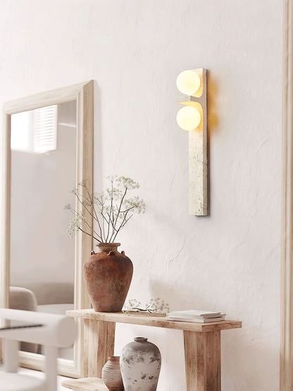Asymmetrical Travertine Wall Sconce 2-Lights Dia 2.3″ x H 19.7″ / Yellow Travertine 1001 Wall lamp