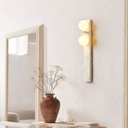 Asymmetrical Travertine Wall Sconce 2-Lights Dia 2.3″ x H 19.7″ / Yellow Travertine 1001 Wall lamp