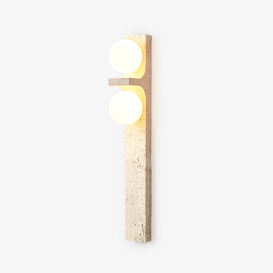 Asymmetrical Travertine Wall Sconce 2-Lights Dia 2.3″ x H 19.7″ / Yellow Travertine 1001 Wall lamp
