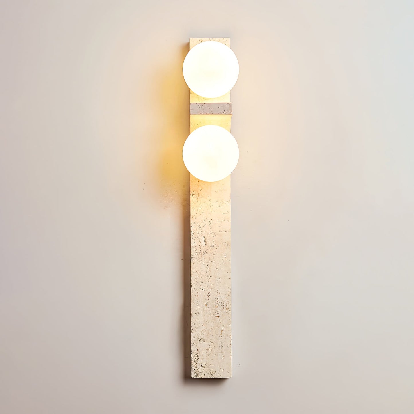 Asymmetrical Travertine Wall Sconce 2-Lights Dia 2.3″ x H 19.7″ / Yellow Travertine 1001 Wall lamp