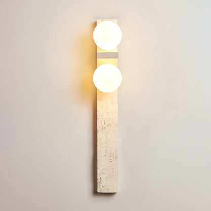 Asymmetrical Travertine Wall Sconce 2-Lights Dia 2.3″ x H 19.7″ / Yellow Travertine 1001 Wall lamp