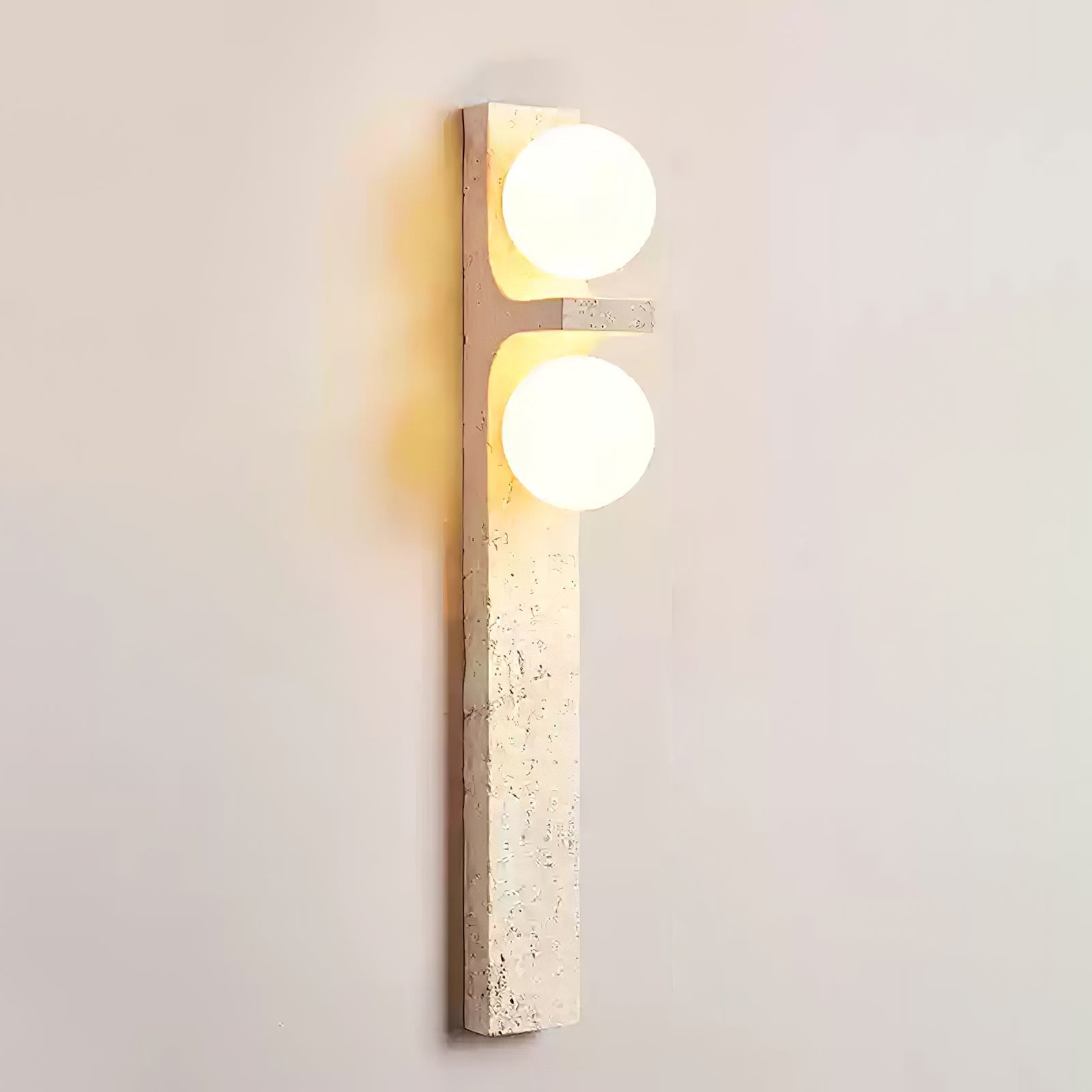 Asymmetrical Travertine Wall Sconce 2-Lights Dia 2.3″ x H 19.7″ / Yellow Travertine 1001 Wall lamp