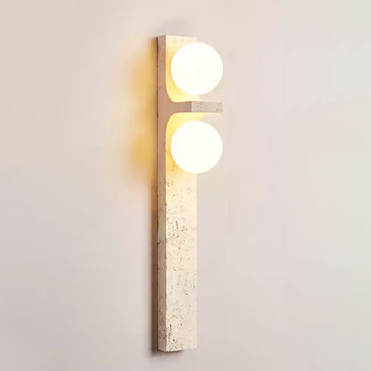 Asymmetrical Travertine Wall Sconce 2-Lights Dia 2.3″ x H 19.7″ / Yellow Travertine 1001 Wall lamp