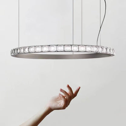 Aura Ring Chandelier ? 31.5″ x H 59″ / Dia 80cm x H 150cm / Silver / Warm Light Chandelier