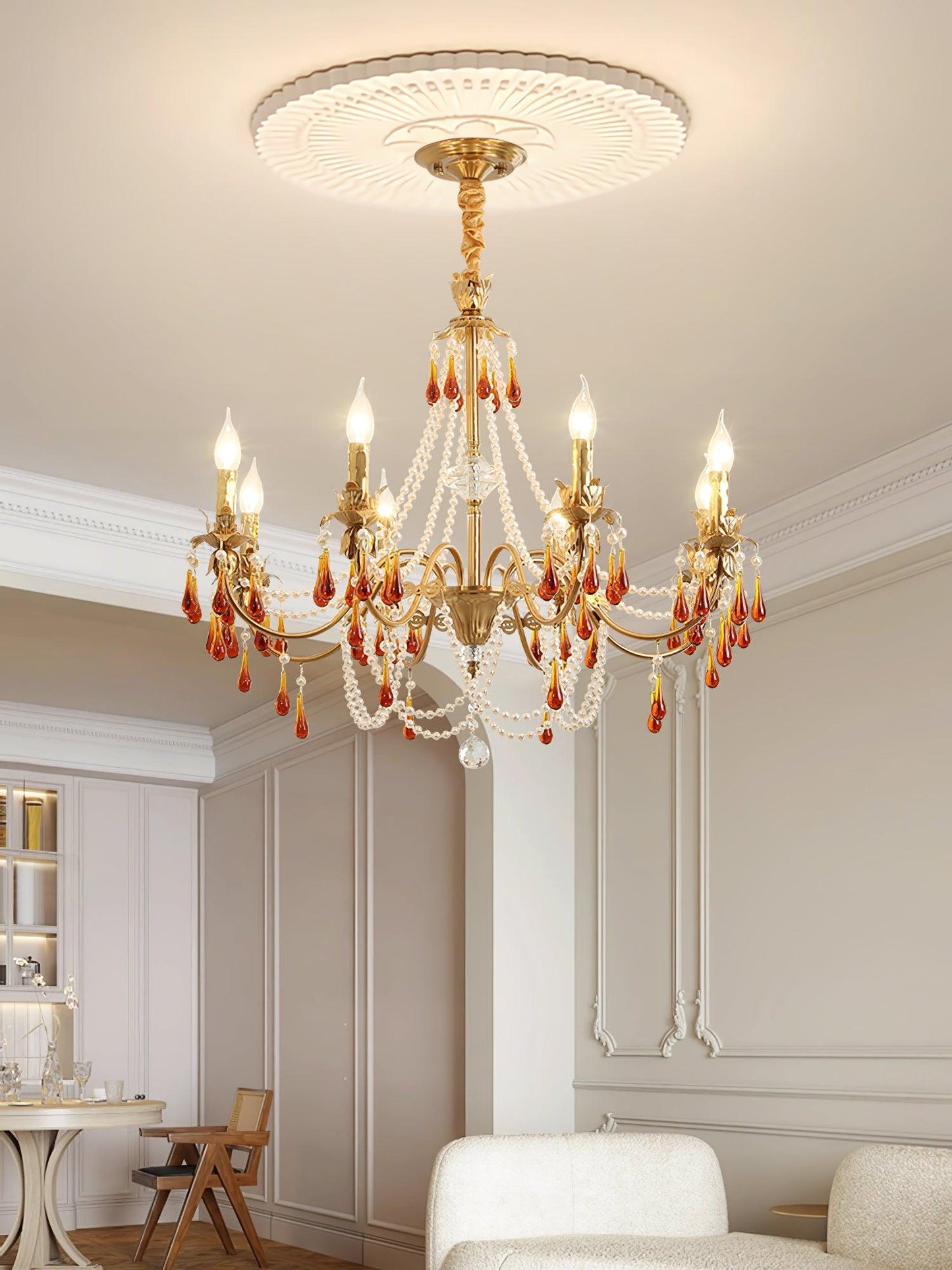 Aureate Amber Crystal Chandelier Chandelier