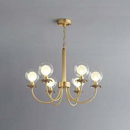 Aureate Radiance Glass Chandelier 6 heads Dia 25.6″ x H 15.7″ / Dia 65cm x H 40cm / Brass & Clear Chandelier
