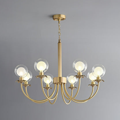 Aureate Radiance Glass Chandelier 8 heads Dia 32.3″ x H 19.3″ / Dia 82cm x H 49cm / Brass & Clear Chandelier